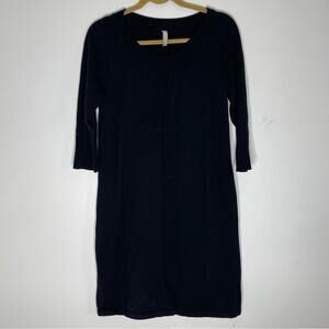 HANNA ANDERSSON Black Knit Combed Cotton Scoop Neck Dress Size Medium